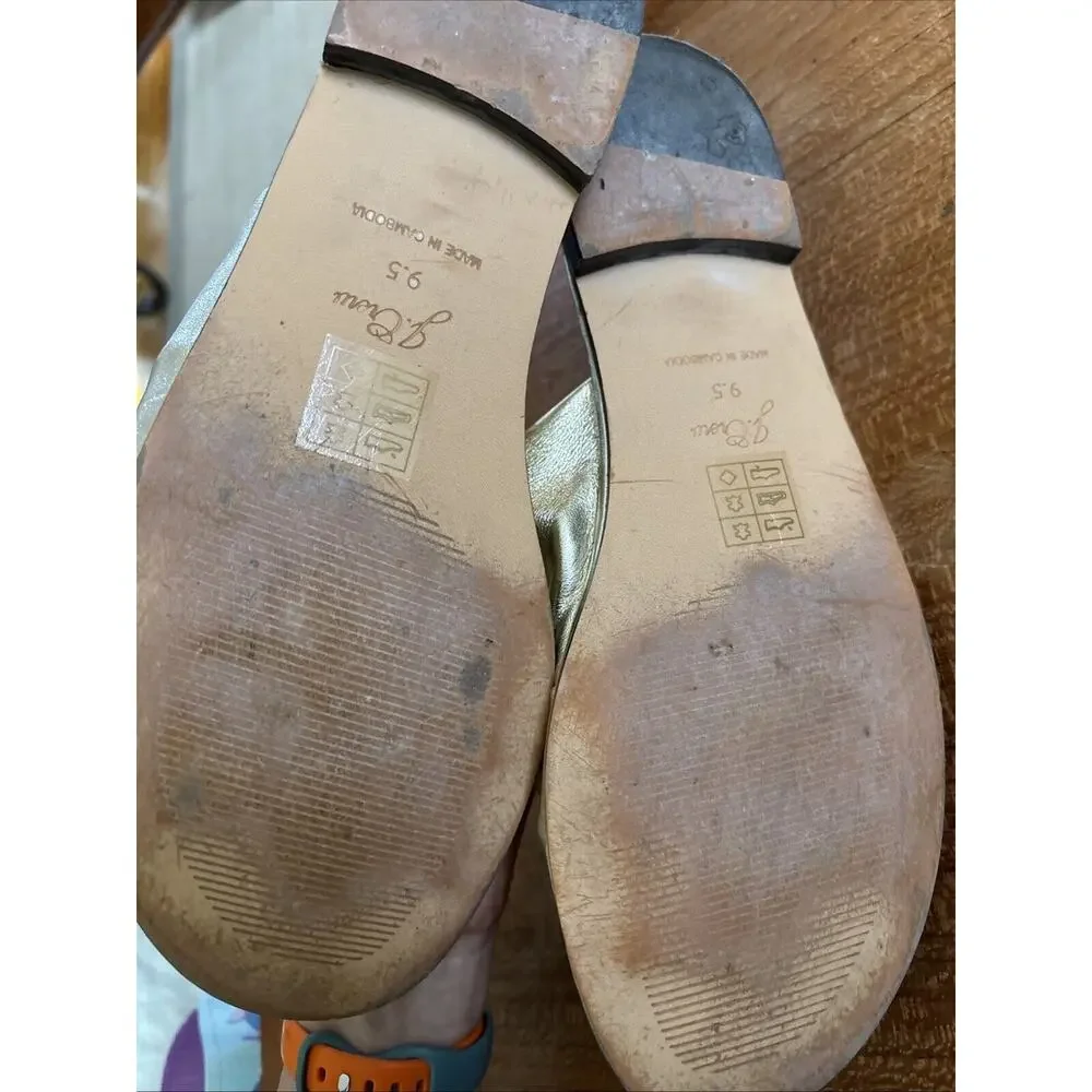 J.CREW WOMEN SANDAL LEATHER GOLD TWISTED KNOT SIZE 9.5